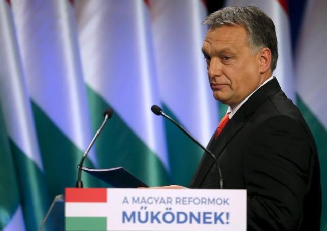 Hungarian Prime Minister Viktor Orban arrives to deliver his state-of-the-nation speech in Budapest