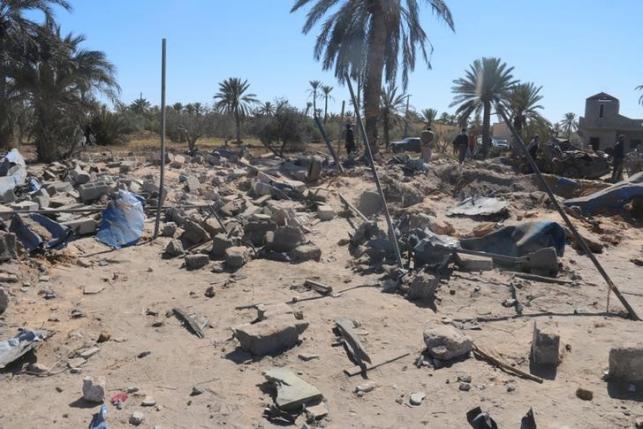 A view shows damage at the scene after an airstrike by U.S. warplanes against Islamic State in Sabratha