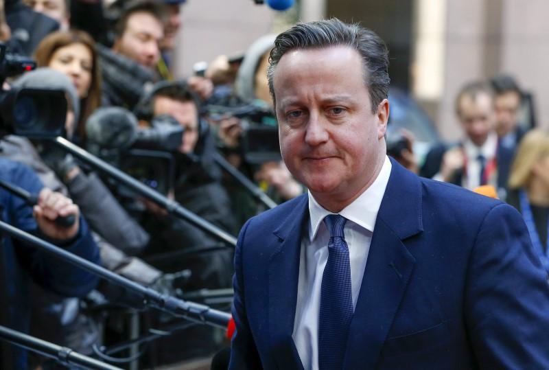 British Prime Minister David Cameron arrives at the EU council headquarters for the second day of a European Union leaders summit addressing the talks about the so-called Brexit and the migrants crisis in Brussels