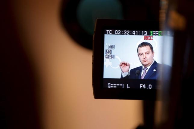 Serbia's Foreign Minister Dacic meets the press after the OSCE informal high level meeting in Helsinki