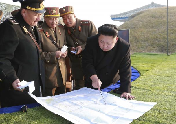 File photo of North Korean leader Kim Jong Un organising and guiding a combined joint drill of the units under KPA Combined Units 572 and 630