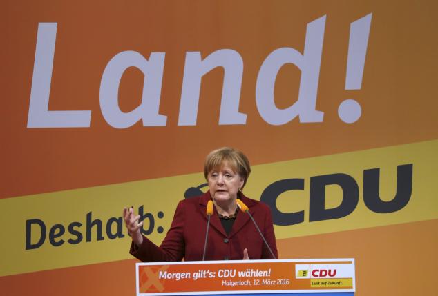 Merkel German Chancellor and leader of  CDU party addresses election campaign rally in Haigerloch
