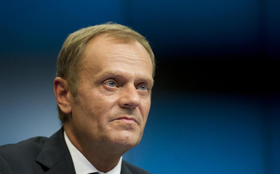 EU Council president Donald Tusk attends a press briefing at the European Union summit in Brussels on August 30, 2014 AFP Alain Jocard(3)