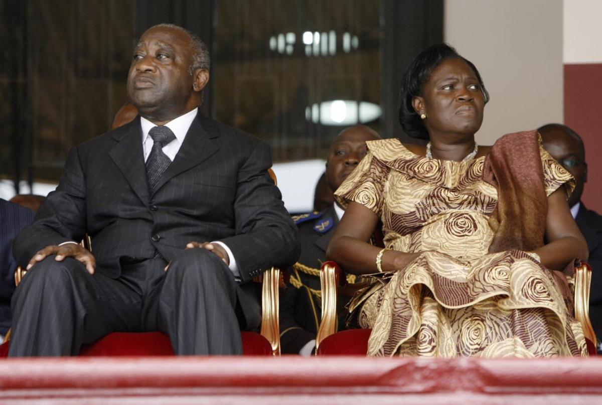 File photo of then Ivory Coast's President Laurent Gbagbo and his wife Simone Gbagbo attending a memorial ceremony at Felix Houphouet Boigny stadium in Abidjan