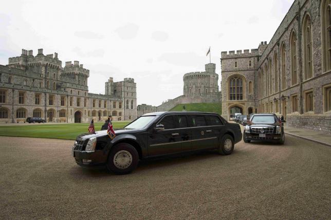 President of the United States convoy at the Sovereign's Entrance in the Quadrangle of Windsor Castle