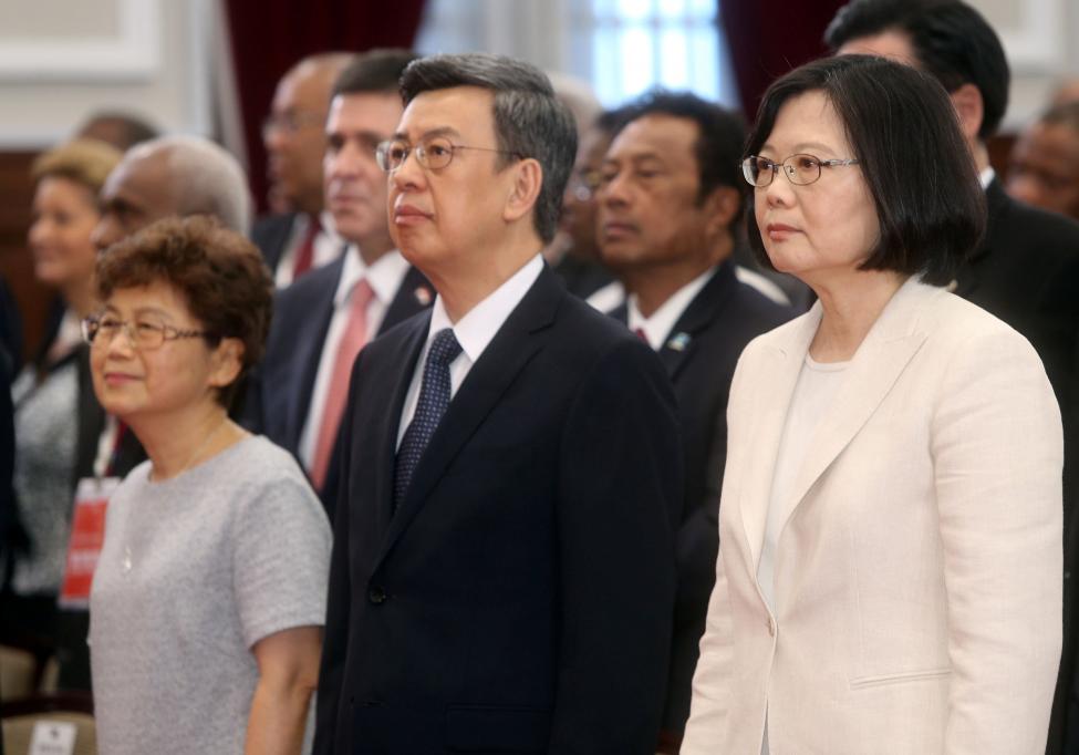 Taiwan’s President Tsai Ing-wen and Vice President Chen Chien-jen attend an inauguration ceremony at the Presidential Office in Taipei