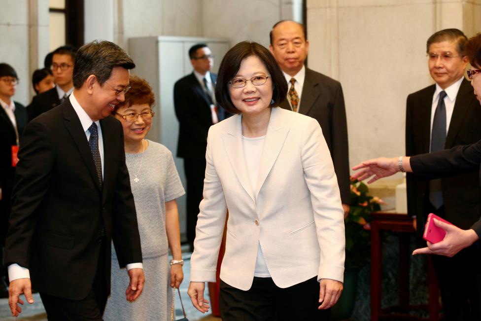 Tsai Ing-wen arrives at the Presidential Office to swear in as Taiwan's President in Taipei