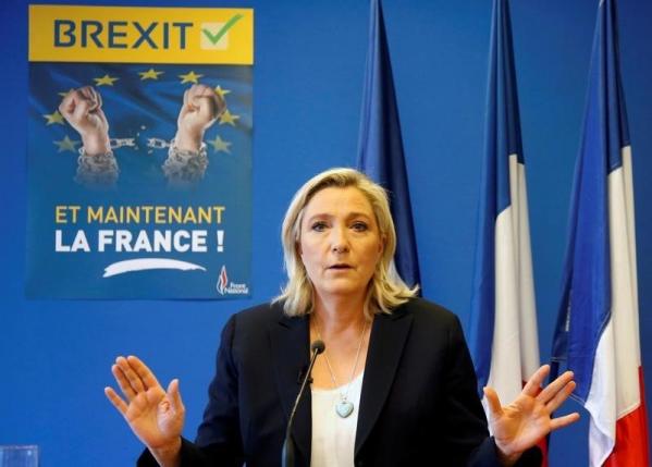 Marine Le Pen, France's far-right National Front political party leader, speaks during a news conference at the FN party headquarters in Nanterre near Paris after Britain's referendum vote to leave the European Union