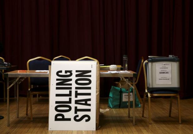 A polling station is prepared for the Referendum on the European Union in north London