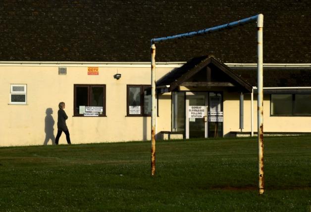 The local village hall, next to the sports field, is used as a polling station for the Referendum on the European Union in the village of St Florence, Near Tenby, Pembrokeshire in Wales